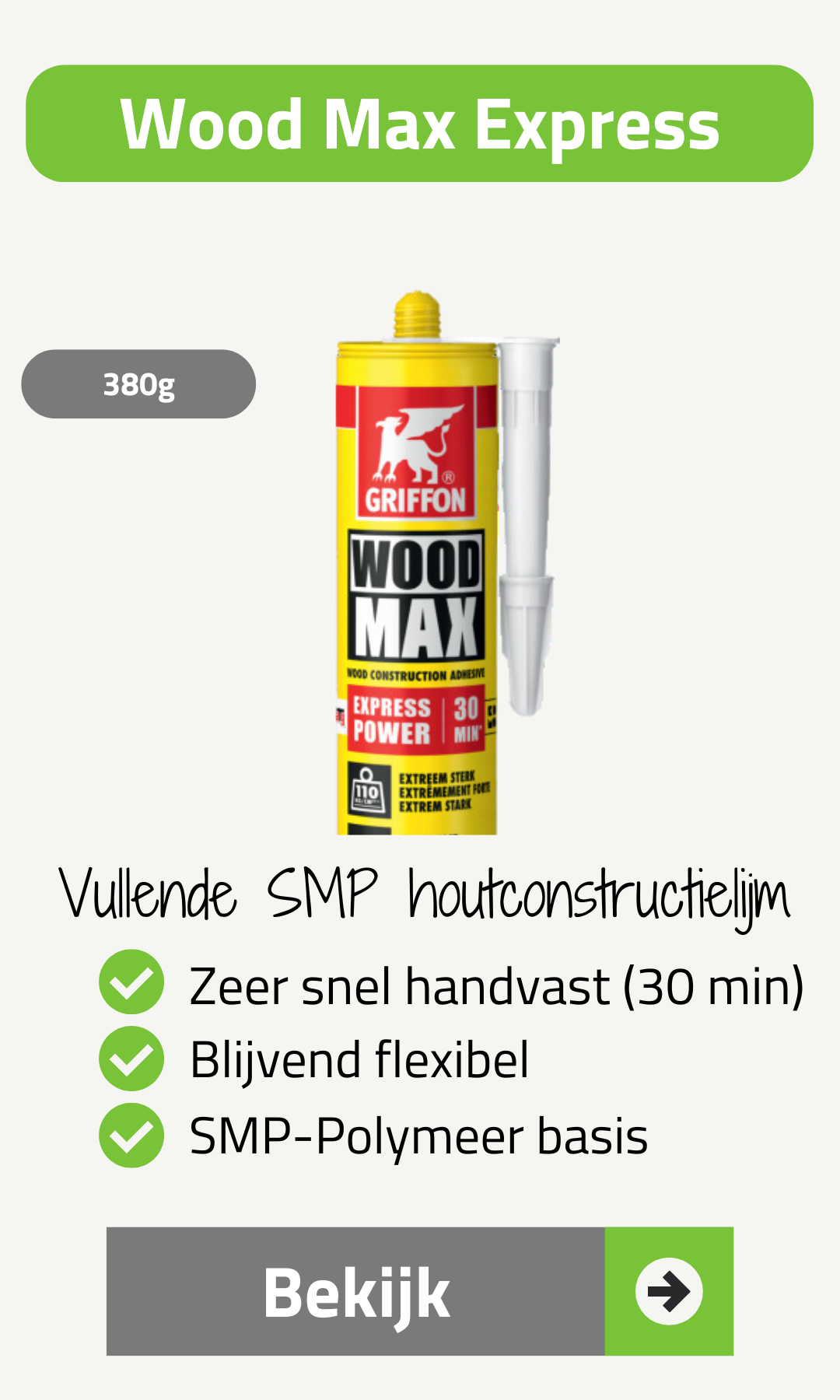 Bekijk de Griffon Wood Max, een houtlijm op polymeerbasis die buiten te gebruiken is!