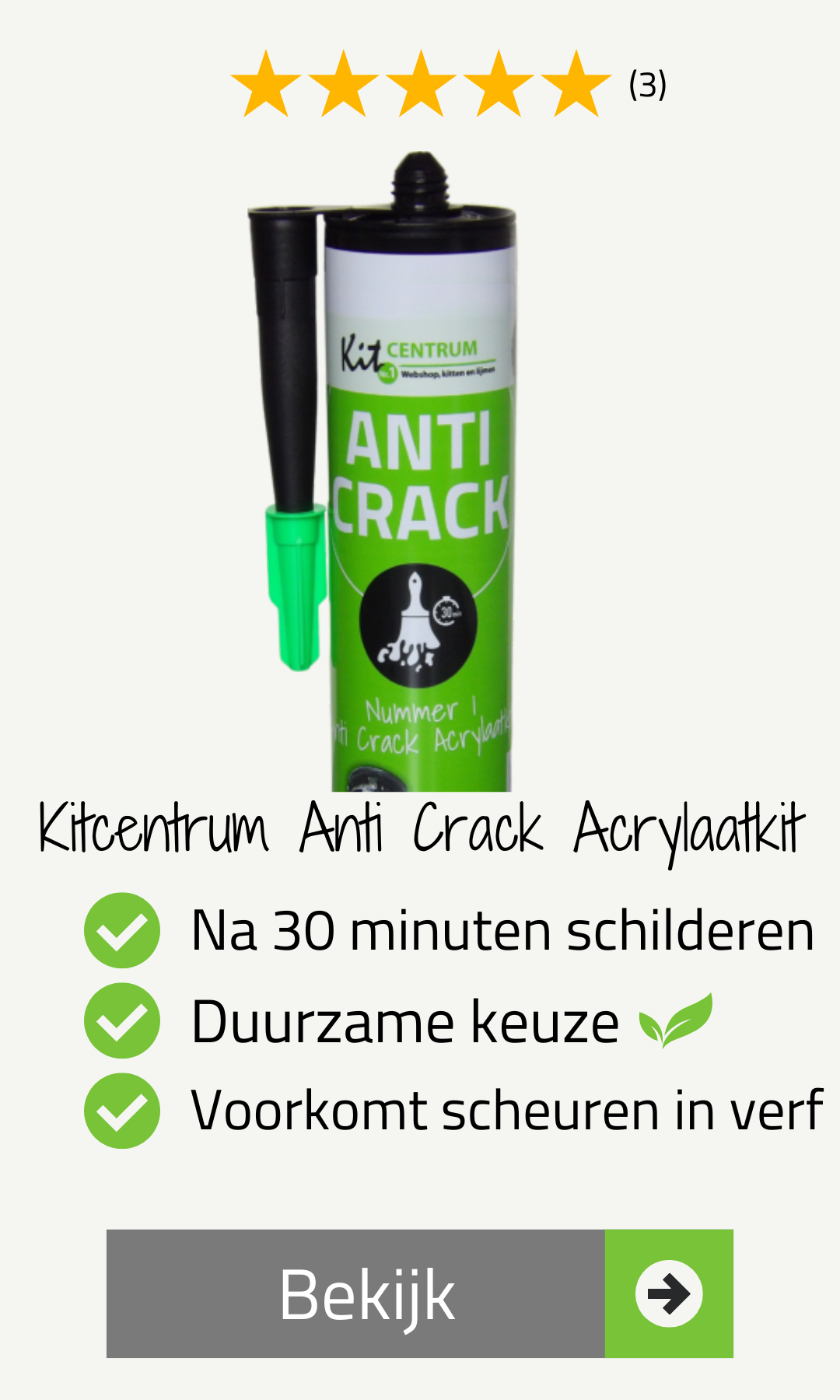 Kitcentrum Anti Crack Acrylaatkit Acrylaatkit voor het afkitten van voegen zonder beweging
