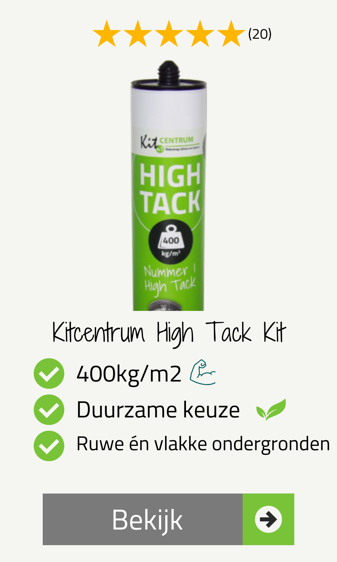 Kitcentrum High Tack Kit Dé lijm voor het monteren van plinten