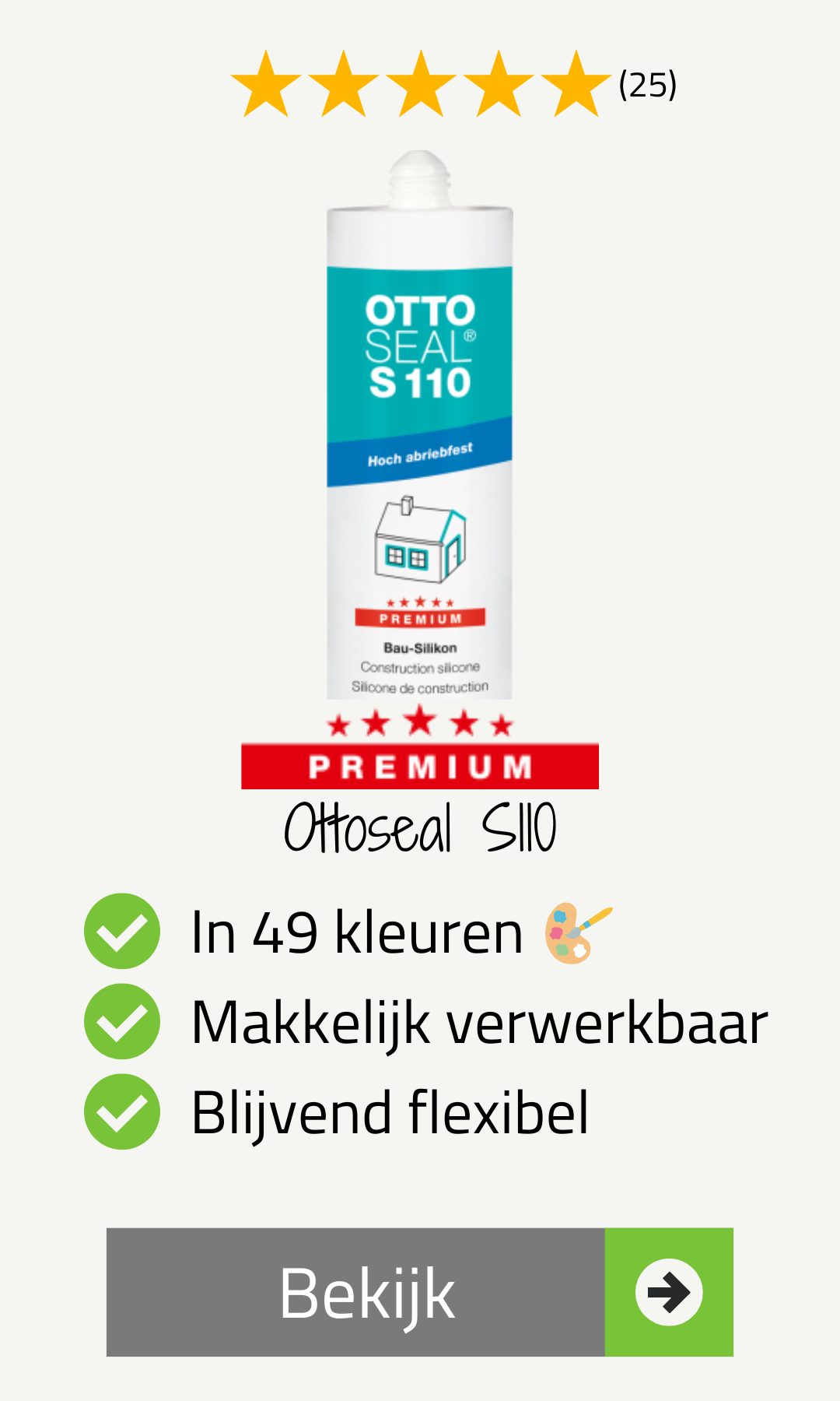 Ottoseal S110 Makkelijk schoon te houden siliconenkit die perfect is voor voegen waarbij beweging plaatsvindt rondom plinten